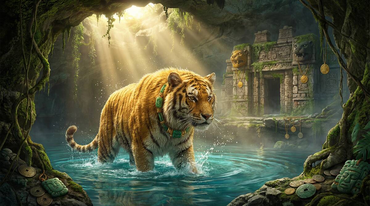 Fortune Tiger en Casino NetBet - Tigre dorado en cenote maya